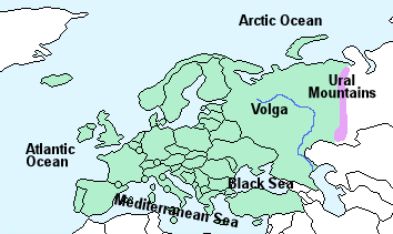 ural mountains map europe