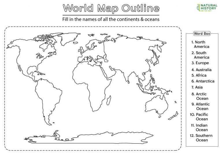 Free Printable World Map Worksheets