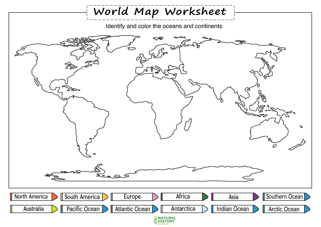 Free Printable World Map Worksheets