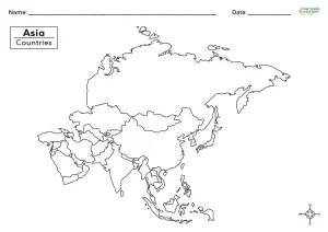 black and white map of asia