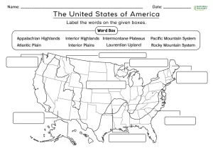 Free Printable Blank Map of the United States Worksheets