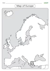 Free Printable Blank Map of Europe Worksheets